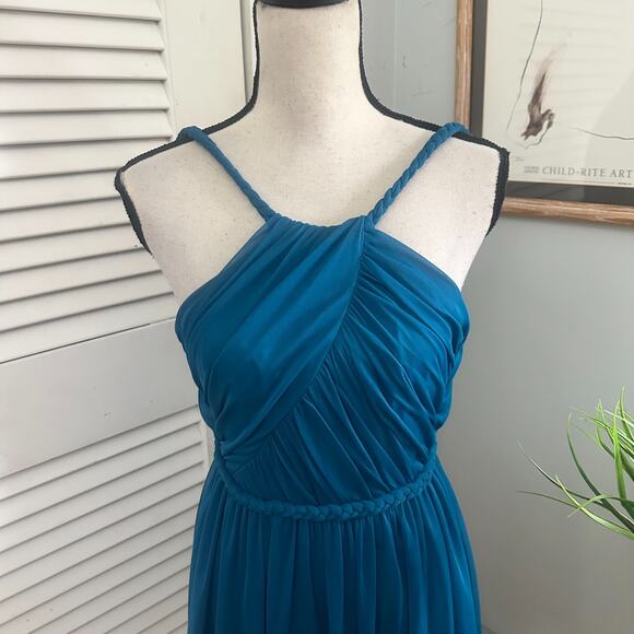 ADRIANNA PAPELL HAILEY LOGAN Womens Dress 1/2 Teal Blue Cocktail Halter Mini - Picture 2 of 10